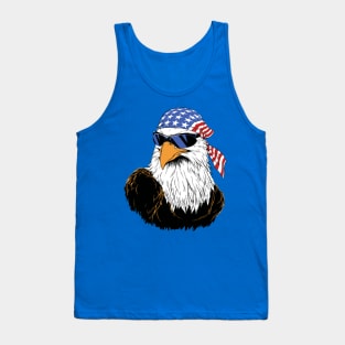 4th of July - Patriotic Eagle with Glasses - Flag USA - Sticker Tank Top